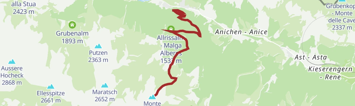 Route map: Ski tour Bodner Berg/Monte Piano